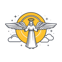 angels halo, nimbus doodle icon. vector flat icon design yellow halo on white background. logo template halo element religion theme.