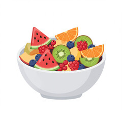 Colorful Fruit Salad in a White Bowl Healthy Food and Summer Refreshment
