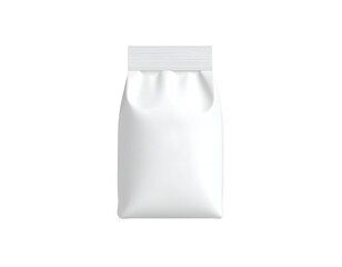 Blank White Stand-up Pouch Packaging with Zipper Isolated on Black Background for Product Mockup