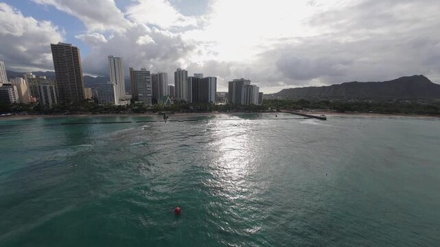 Video aereo di Waikiki Beach, Hawai'i, Ohau, USA