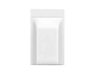 White Blank Flexible Pouch Packaging Mockup with Tear Notch and Zipper Seal on Black Background
