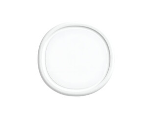 Blank White Round Plastic Lid for Packaging Container Isolated on Black Background, Top View