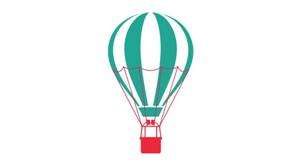 Fototapeta premium Whimsical turquoise striped hot air balloon ascending gently into the open sky vector illustration