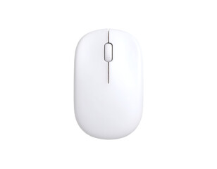 Sleek White Wireless Computer Mouse Top View Isolated on Black Background