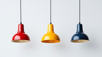 Obraz premium Colorful pendant lights hanging against a white wall