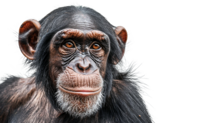 Curious Chimpanzee Portrait on a White Background