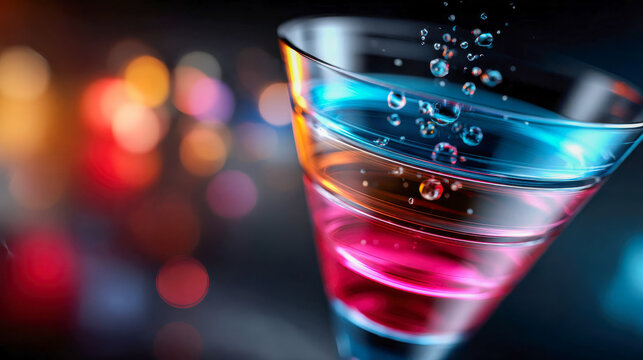 Abstract 3D funnel infographic with colorful liquid layers and glowing energy effect