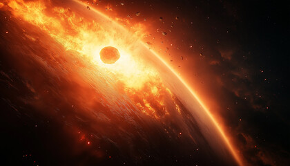 Space universe cosmos galaxy and astronomy with celestial planet and meteor in exploration imagery