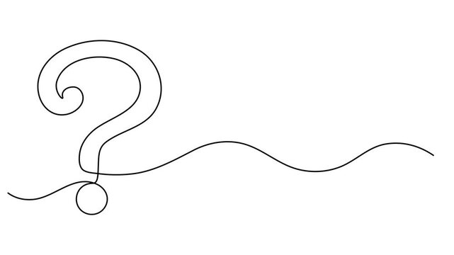Question mark one line art animation, hand drawn asking sign, Question mark continuous one line drawing animated video, Self drawing line animation question mark continuous line drawn concept video.