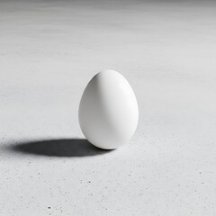 Minimalist composition with a simple white egg casting a gentle shadow