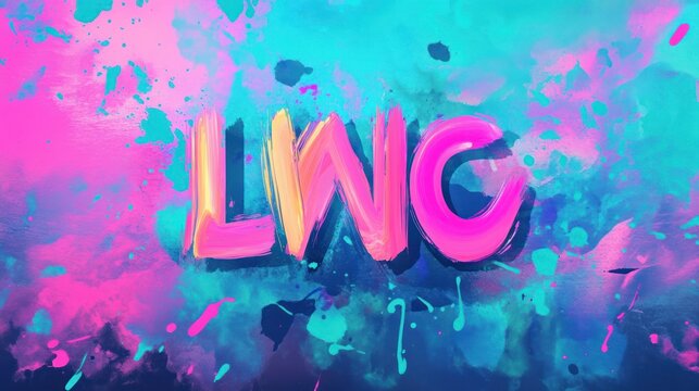 Vibrant painted text 'LWC' against a dynamic splash background creating a modern backdrop