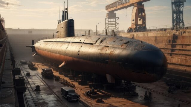 Submarine in a shipyard
