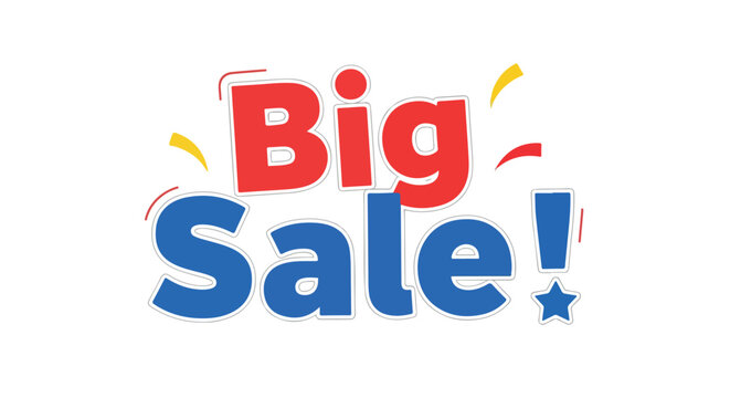 Eye-Catching Big Sale Announcement with Playful Typography and Star Accent, Advertising Discount Offer in Retail Promotion, Seasonal Sale Event