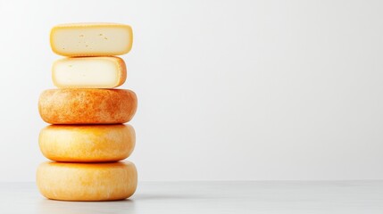 Assortment of Round Cheeses Stacked