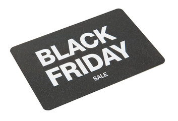 Black friday sale promotional card isolated on the transparent background for holiday shopping event and discount marketing materials
