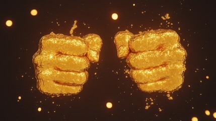 Golden defiance: A pair of textured fists confront each other in the golden light