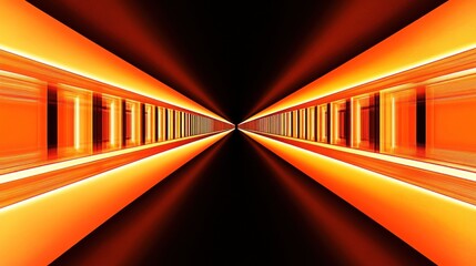 Abstract futuristic corridor with illuminating neon panels on a dark background