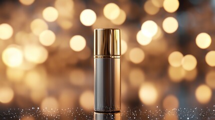 Elegant shimmering cosmetic container on illuminated backdrop ideal beauty shot