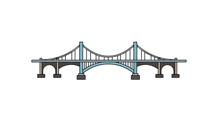 Fototapeta premium Architectural rendition showcasing a simplified suspension bridge design on white backdrop illustration spanning a considerable distance
