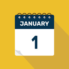 january 1 calendar icon vector illustration with design