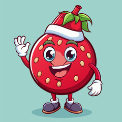 Fototapeta premium Funny smiling happy pomegranate fruit wearing Christmas style