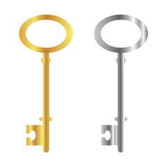 Golden and silver keys. Vector illustration