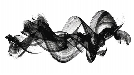 Bold black brush strokes spread dynamically across a white canvas, symbolizing raw creativity, minimalism, artistic freedom, abstract expression, and the powerful contrast of simplicity meeting intens