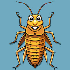 Hand drawn roach cartoon shown as simple illustration