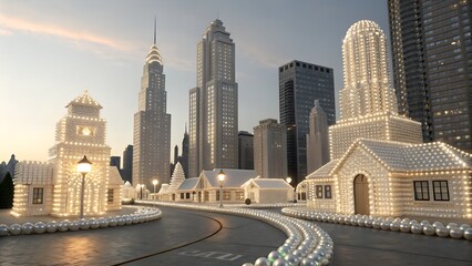 Obraz premium a town made by pearls