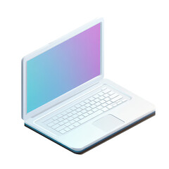 Stylized Isometric Laptop Icon with Gradient Colorful Screen Display