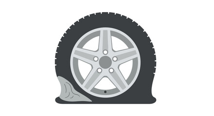Naklejka premium Depiction of flat automobile tire emphasizing inconvenience, safety and repair service needs when problems occur