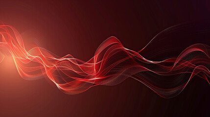 Abstract red waves of glowing energy flowing dynamically across a dark background, symbolizing power, passion, rhythm, creativity, motion, and the captivating beauty of light captured in fluid, ethere