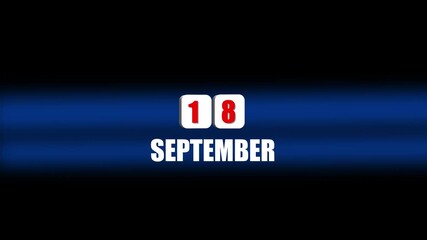 September 18th date display with blue light effect on black background calendar month