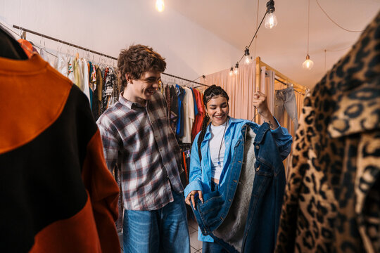 Enjoying a Stylish and Fashionable Shopping Experience at a Trendy Thrift Store