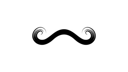 curled mustache symbol, black isolated silhouette