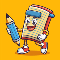 Cartoon paper and pencil appear as note paper icon