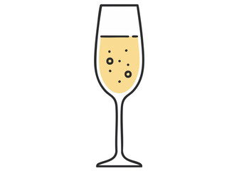 Elegant champagne flute with bubbles, set against a minimalist background. Perfect for luxury toast branding and celebratory designs. Clean, modern illustration.