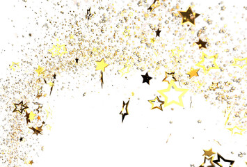 Sparkling gold stars on white. Perfect for celebration, holiday, and festive designs. Download now!