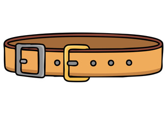 Simple illustration of a collar safety icon. Clean, flat design with a brown belt and buckle. Ideal for web graphics and digital projects.