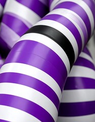 Abstract purple and white striped tubes