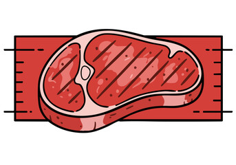 A stylized illustration of a steak, perfect for Steak Day promotions. Bold, graphic design with a modern aesthetic. Clear composition and vibrant colors.