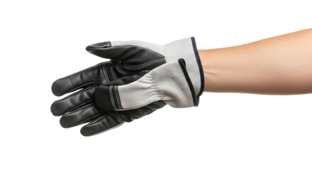 a helping hand in work gloves offers assistance, symbolizing collaboration, support, and reliable teamwork for success, isolated on transparent background