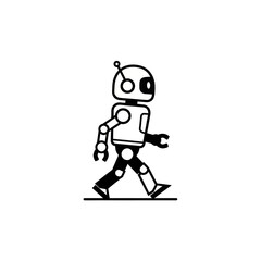 Obraz premium Simple Line Drawing of a Walking Robot.