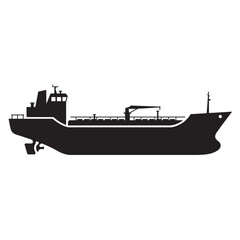 Obraz premium black and white silhouette of a tanker vector on a white background