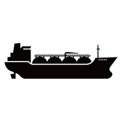 Obraz premium black and white silhouette of a tanker vector on a white background