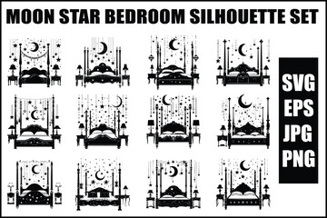 Fototapeta premium Moon Star Bedroom Silhouette Set
