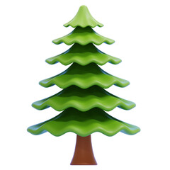 PNG 3D Tall Green Cedar Tree Illustration Isolated on a White Background
