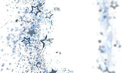 Glimmering silver and blue stars on white. Perfect for festive designs, celebrations, and magical themes. Add sparkle to your projects!