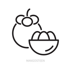 Mangosteen line icon. Fruit symbol. Food concept. Isolated on a white background. Flat design. Editable stroke. Vector illustration.