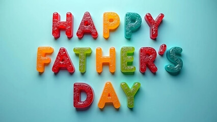 'Happy Father's Day' colorful writing made of jellies